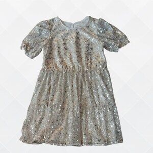 Cat & Jack Girls Holiday Dress – Gold Sequin | Size L (10–12) | NWT - KDS-100032
